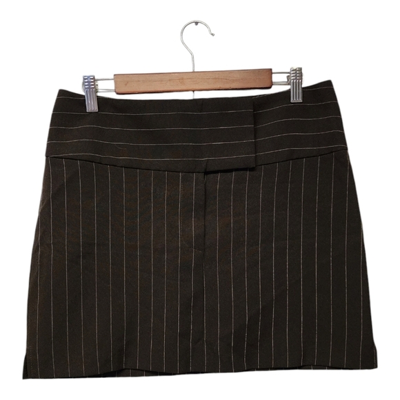 Vintage y2k Brown Pinstripe Mini Skirt - Picture 1 of 6